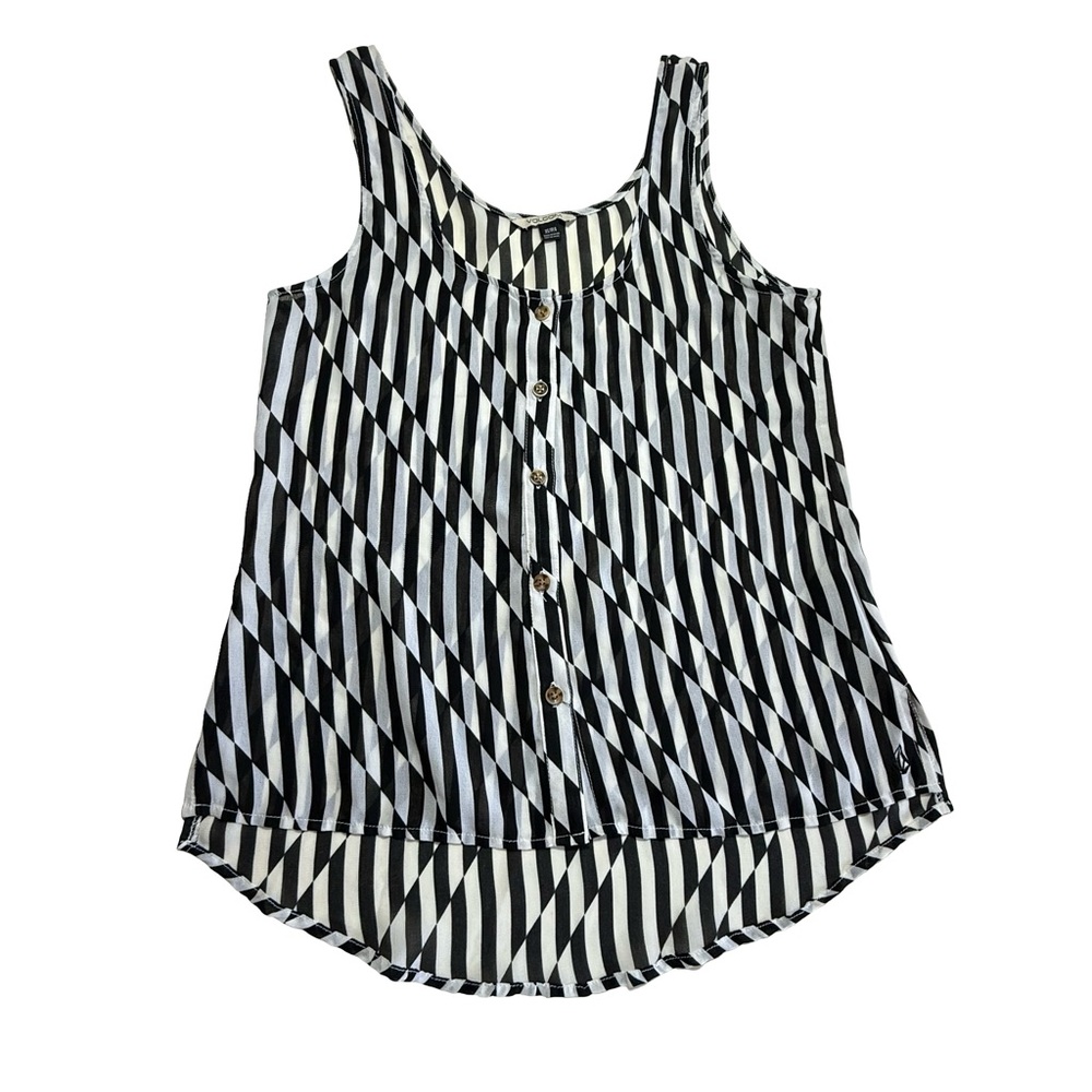 Volcom Striped Black and White Button Down Top